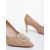 Nobelia bézs női magassarkú cipő textil anyagból, 6 - Kalapod.hu