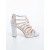 Darana ezüstszinű  női magassarkú szandál textil anyagból, 5 - Kalapod.hu