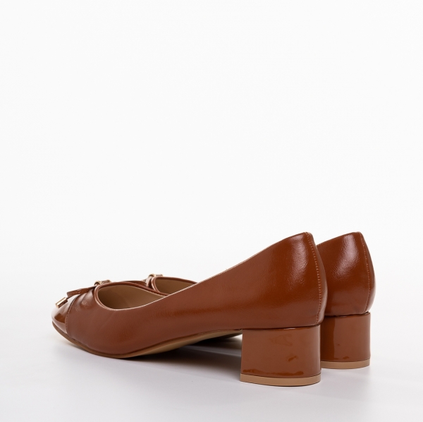 Colina camel női cipő sarokkal, műbőrből készült, 3 - Kalapod.hu