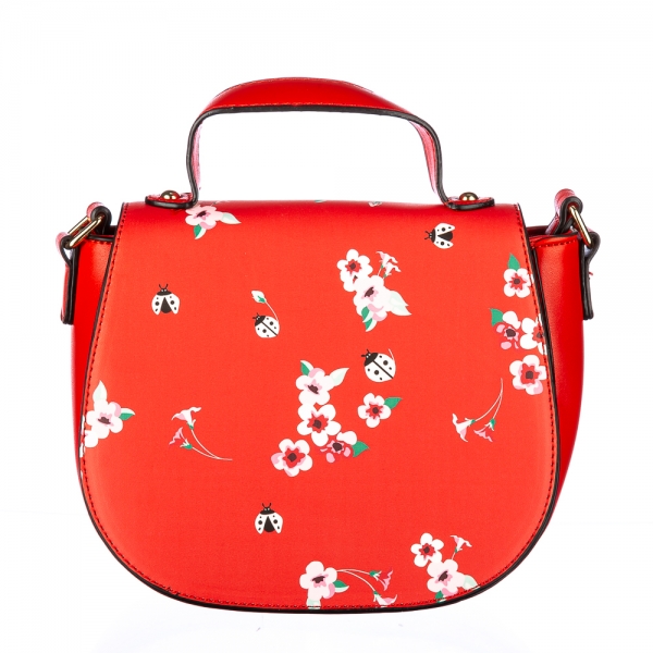 Flower Piros műbőr női táska, 2 - Kalapod.hu