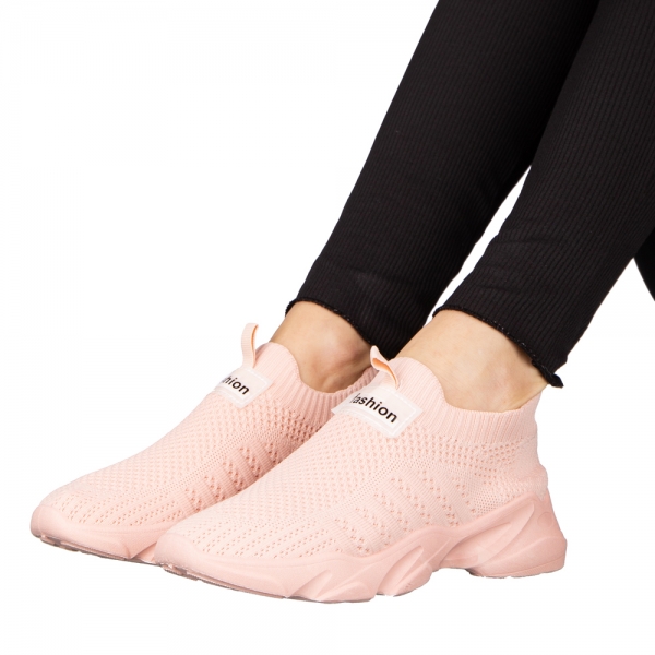 Flove rózsaszín női sportcipő textil anyagból, 5 - Kalapod.hu