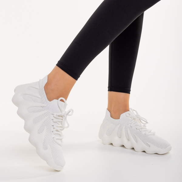 Dioma fehér női sportcipő textil anyagból, 5 - Kalapod.hu