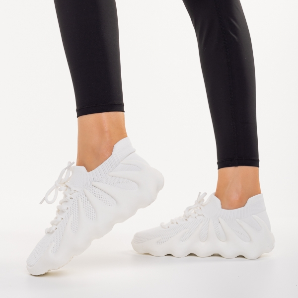 Dioma fehér női sportcipő textil anyagból, 6 - Kalapod.hu