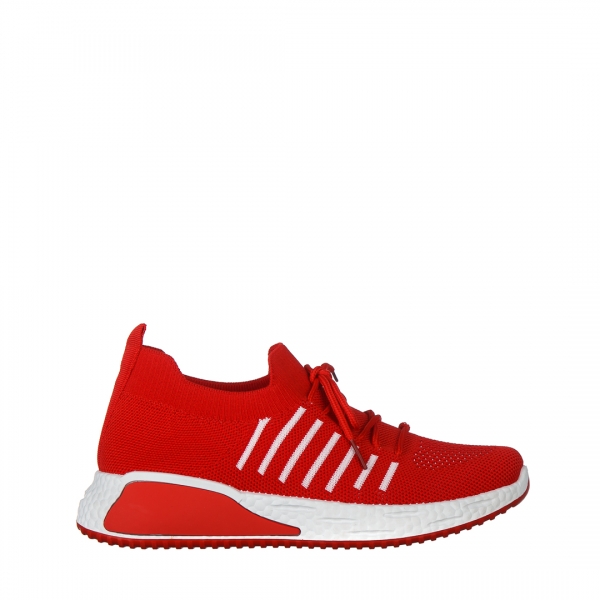 Biriza piros női sportcipő textil anyagból, 2 - Kalapod.hu