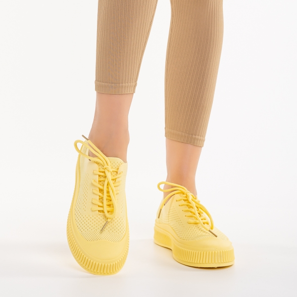 Stere sárga női tornacipő, textil anyagból, 3 - Kalapod.hu