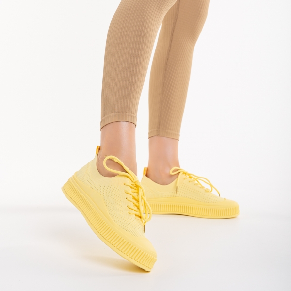 Stere sárga női tornacipő, textil anyagból, 4 - Kalapod.hu