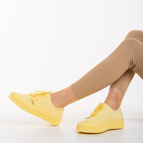Stere sárga női tornacipő, textil anyagból, 5 - Kalapod.hu