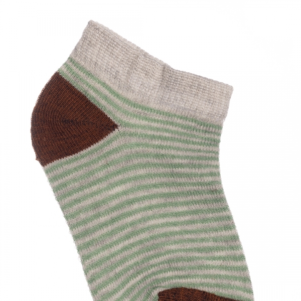 M-C066 2 darabos szürke és zöld csíkos rövid gyerek zokni, 2 - Kalapod.hu