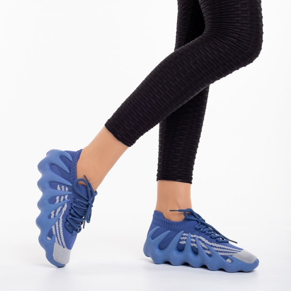 Nelly kék női sportcipő, textil anyagból készült, 5 - Kalapod.hu