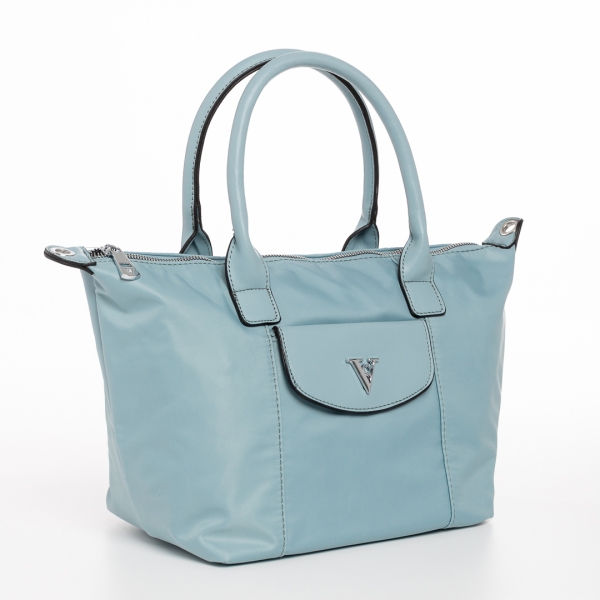 Bernadette világos kék női táska, textil anyagból készült, 2 - Kalapod.hu