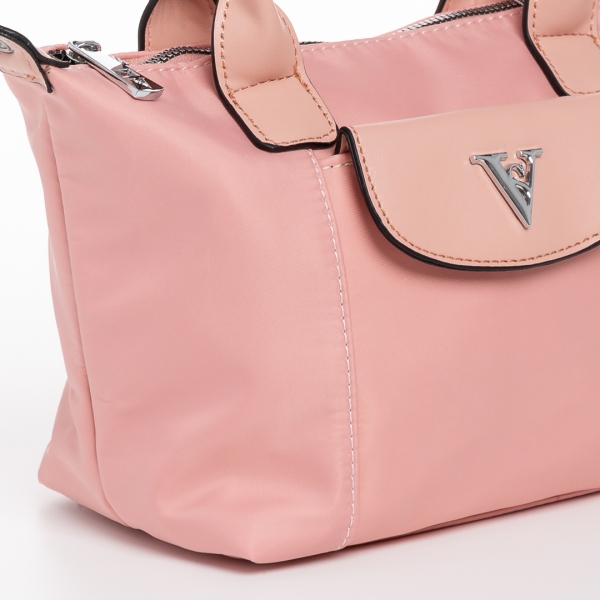 Empedonika rózsaszín női táska, textil anyagból készült, 4 - Kalapod.hu