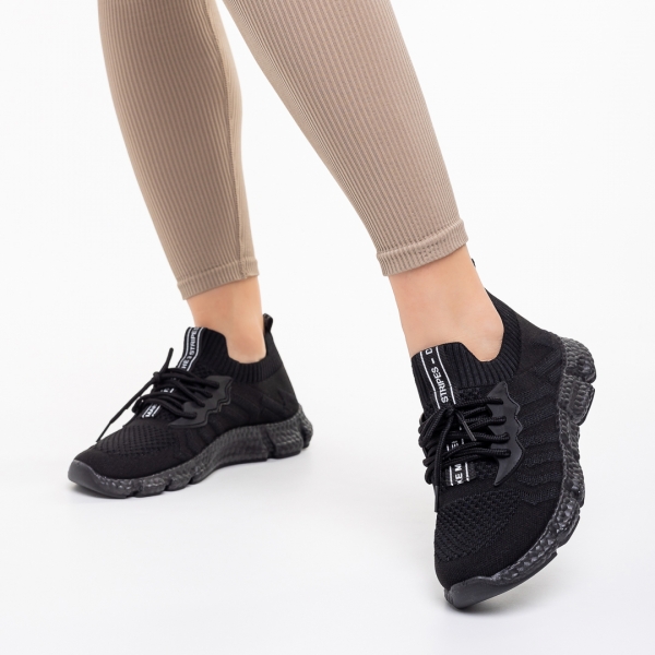 Daissy fekete női sportcipő, textil anyagból készült, 4 - Kalapod.hu