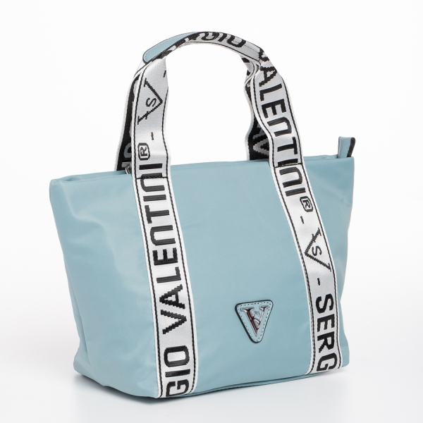Armandine világos kék női táska, textil anyagból készült, 2 - Kalapod.hu