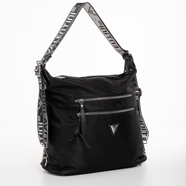 Freja fekete női táska, textil anyagból készült, 2 - Kalapod.hu