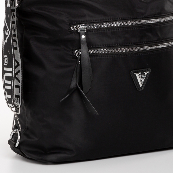 Freja fekete női táska, textil anyagból készült, 4 - Kalapod.hu