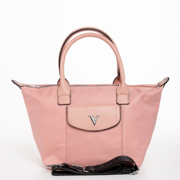 Bernadette rózsaszín női táska, textil anyagból készült, 5 - Kalapod.hu