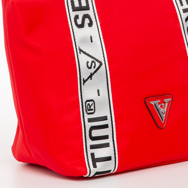 Armandine piros női táska, textil anyagból készült, 4 - Kalapod.hu