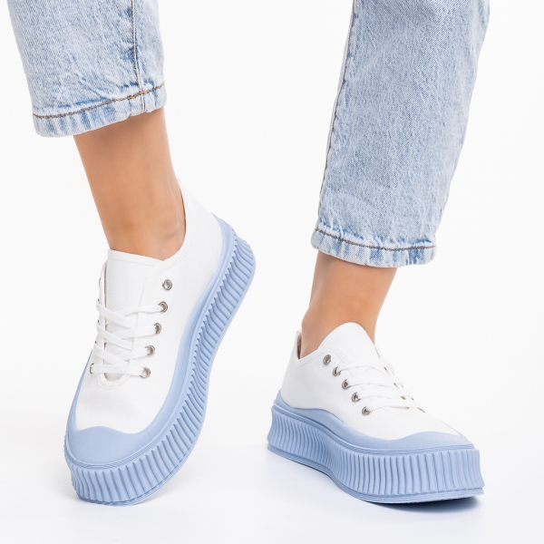 Giada fehér és kék női tornacipő, textil anyagból készült - Kalapod.hu