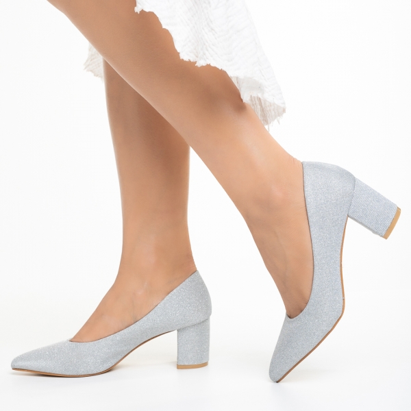 Cheryl ezüst női cipő, textil anyagból készült, 3 - Kalapod.hu