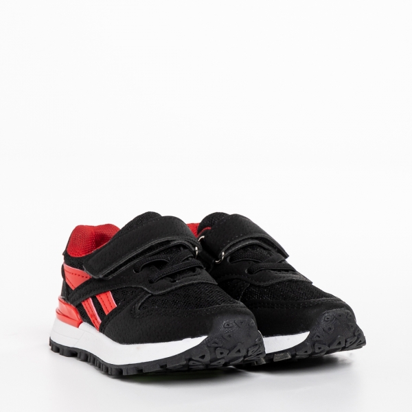 Venetta fekete és piros gyerek sportcipő, textil anyagból készült - Kalapod.hu