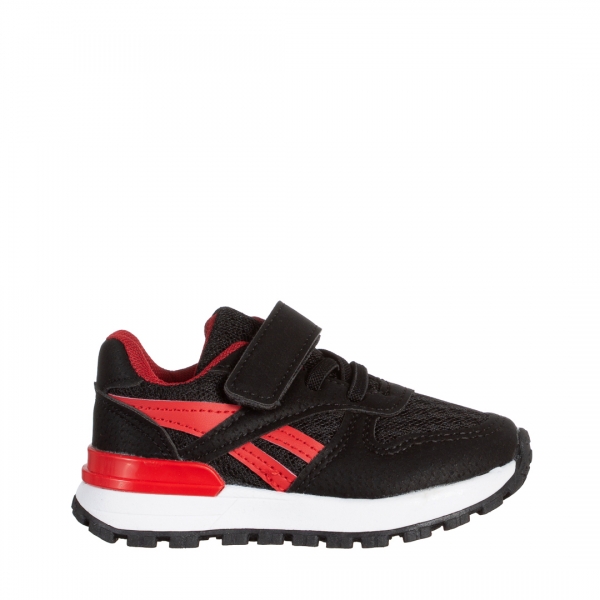 Venetta fekete és piros gyerek sportcipő, textil anyagból készült, 2 - Kalapod.hu