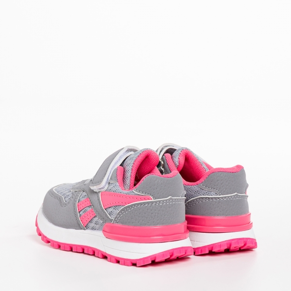 Venetta szürke és rózsaszín gyerek sportcipő, textil anyagból készült, 4 - Kalapod.hu