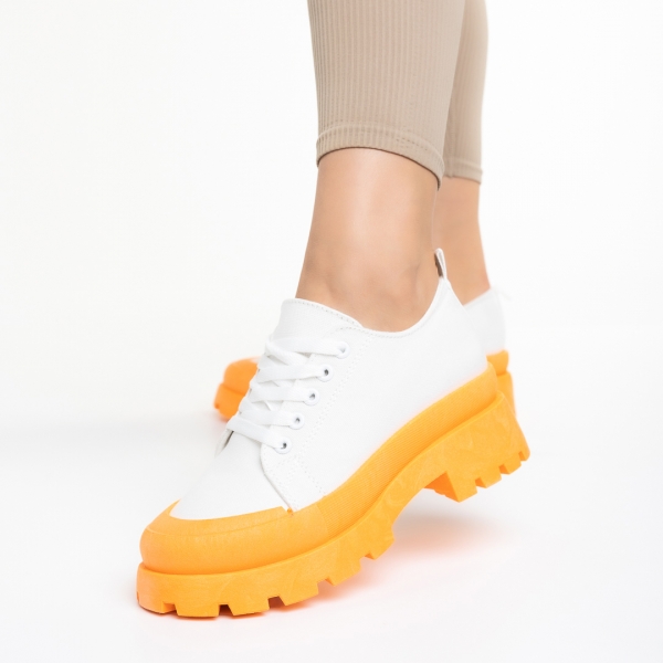 Colette Női fehér és narancssárga  tornacipő textil anyagból, 3 - Kalapod.hu