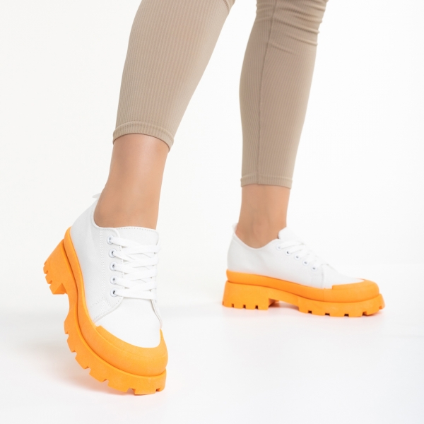 Colette Női fehér és narancssárga  tornacipő textil anyagból - Kalapod.hu