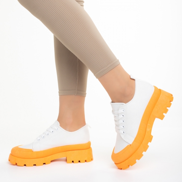 Colette Női fehér és narancssárga  tornacipő textil anyagból, 4 - Kalapod.hu