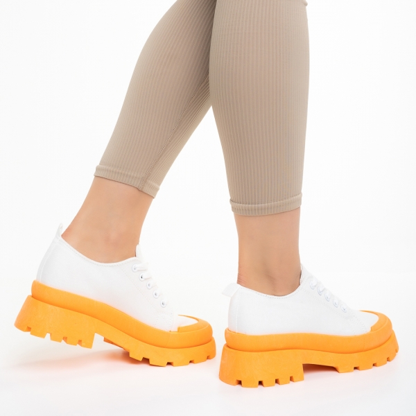 Colette Női fehér és narancssárga  tornacipő textil anyagból, 5 - Kalapod.hu