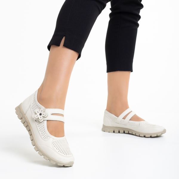 Ladana fehér alkalmi női cipő, műbőrből készült, 4 - Kalapod.hu