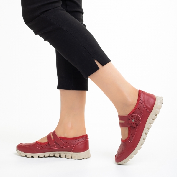 Ladana piros alkalmi női cipő, műbőrből készült, 4 - Kalapod.hu