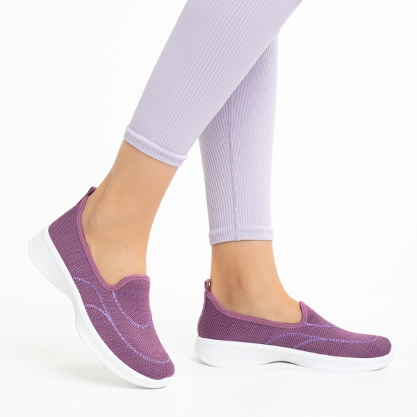 Laneta lila női sportcipő, textil anyagból készült, 3 - Kalapod.hu