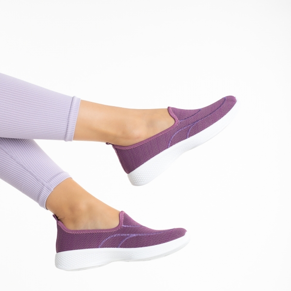 Laneta lila női sportcipő, textil anyagból készült, 6 - Kalapod.hu