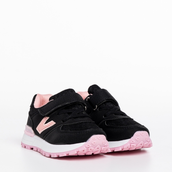 Rockie fekete és rózsaszín gyerek sportcipő, műbőrből készült - Kalapod.hu