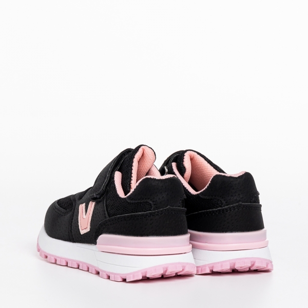 Rockie fekete és rózsaszín gyerek sportcipő, műbőrből készült, 4 - Kalapod.hu