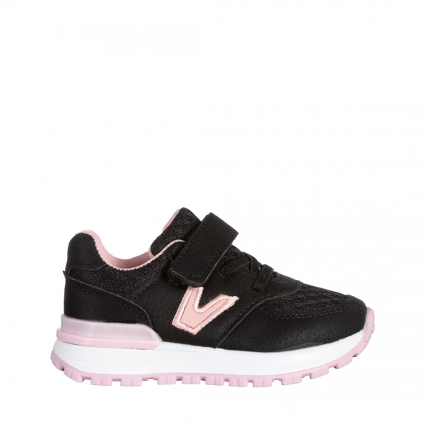 Rockie fekete és rózsaszín gyerek sportcipő, műbőrből készült, 2 - Kalapod.hu