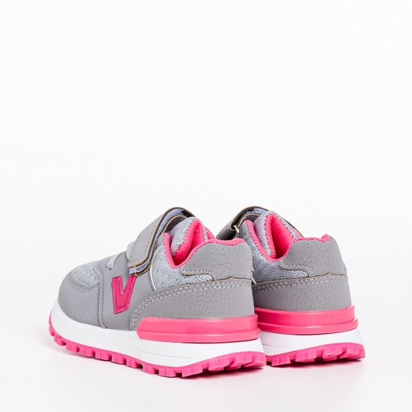 Rockie szürke és rózsaszín gyerek sportcipő, műbőrből készült, 3 - Kalapod.hu