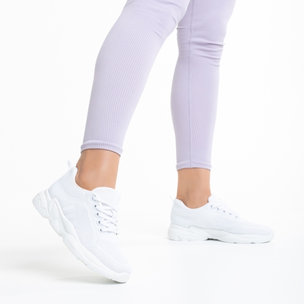 Linetta fehér női sportcipő, textil anyagból készült, 4 - Kalapod.hu