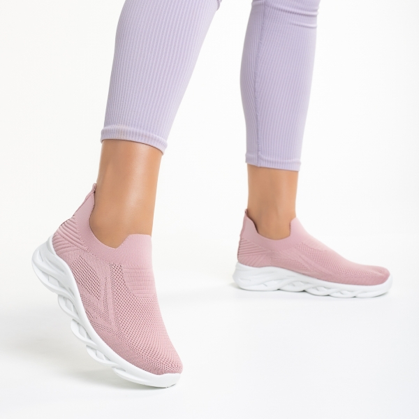 Adalira rózsaszín női sportcipő, textil anyagból készült, 4 - Kalapod.hu
