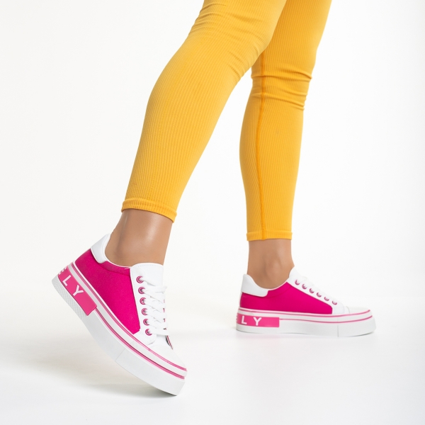 Calandra ökológiai bőrből és  textil anyagból készült, fehér és rózsaszín női sportcipő - Kalapod.hu