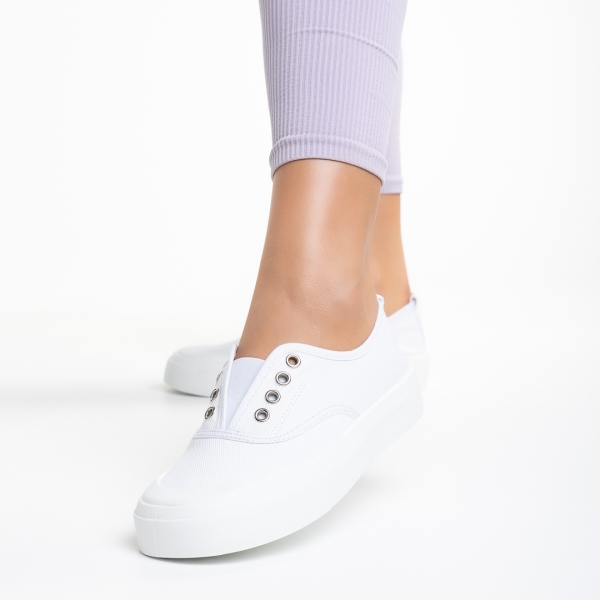 Alessa fehér női tornacipő, textil anyagból készült, 3 - Kalapod.hu