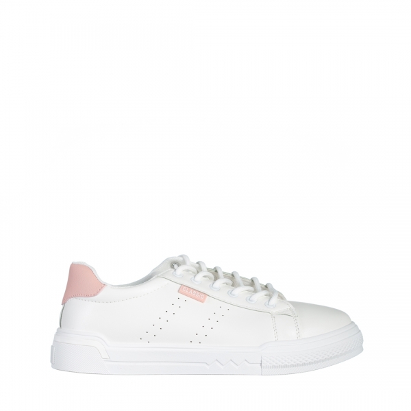 Ruba fehér és rózsaszín női sportcipő, textil anyagból készült, 2 - Kalapod.hu