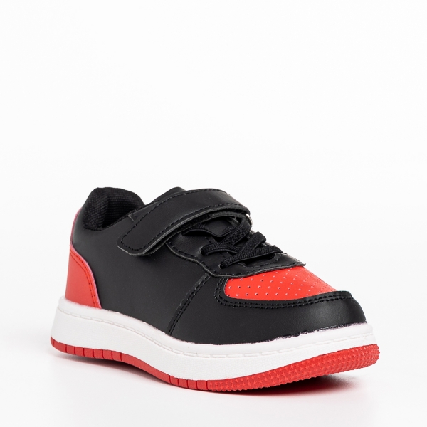 Ponty piros és fekete gyerek sportcipő, műbőrből készült, 3 - Kalapod.hu