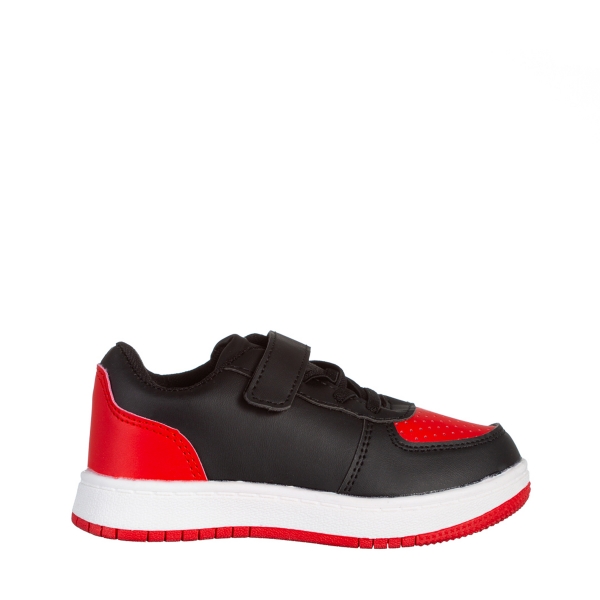 Ponty piros és fekete gyerek sportcipő, műbőrből készült, 2 - Kalapod.hu