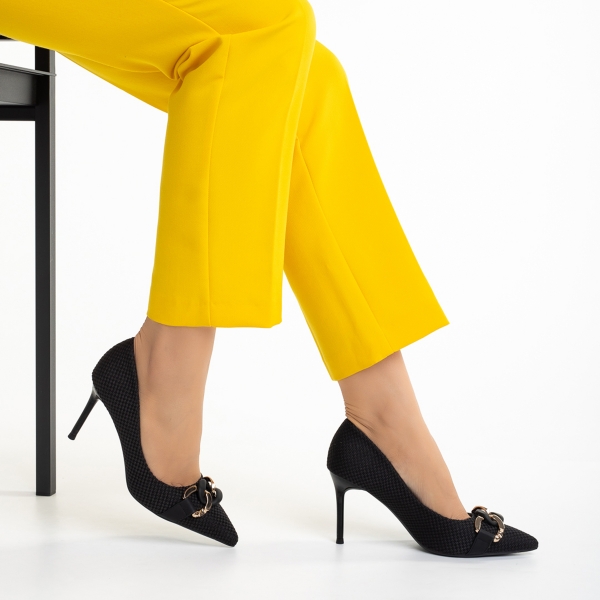 Rosette fekete női cipő, textil anyagból készült - Kalapod.hu