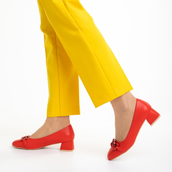 Braulia piros női cipő, műbőrből készült, 3 - Kalapod.hu