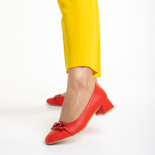 Braulia piros női cipő, műbőrből készült, 4 - Kalapod.hu