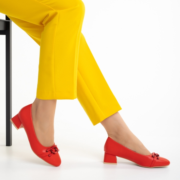 Braulia piros női cipő, műbőrből készült, 5 - Kalapod.hu