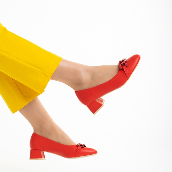 Braulia piros női cipő, műbőrből készült, 6 - Kalapod.hu